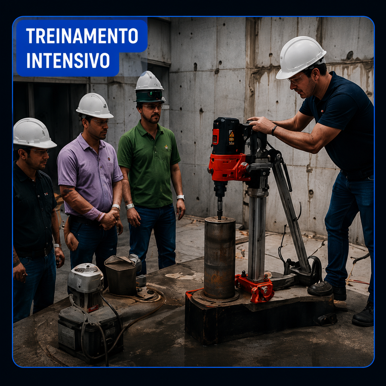 Treinamento intensivo — turma presencial operando equipamentos reais